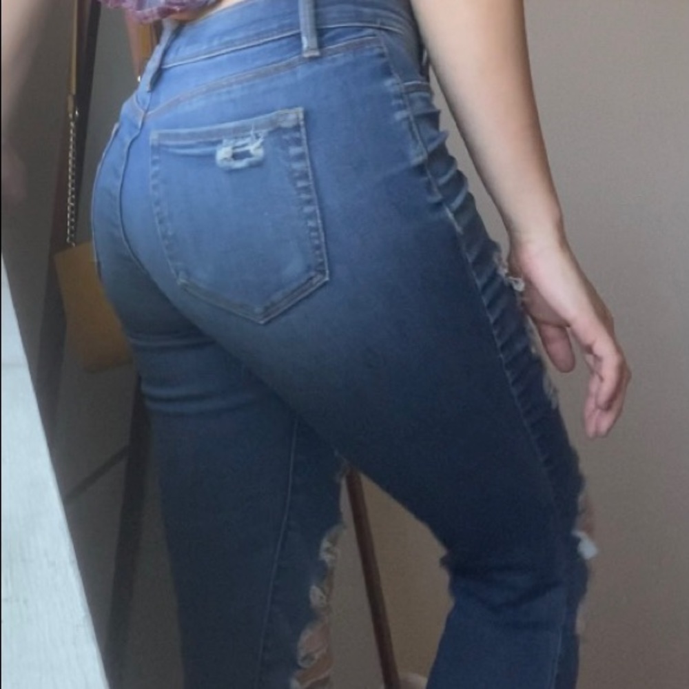 Blue ripped jeans